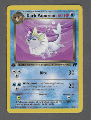 1st Edition DARK VAPOREON 45/82 Non Holo Team Rocket Pokemon Card