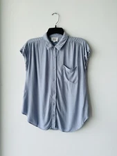 Olive and Oak Top Baby Blue Collared Button Up Blouse Women S Minimalist Office