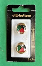 2 Dill-Buttons of America #1744 24K Gold Plated 11/16" (18mm) Colorful Insets