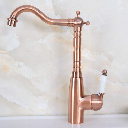 Kitchen Wet Bar Bathroom Vessel Sink Faucet Red Copper Brass Single Hole mnf637 - Picture 5 of 5