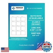 Premium Label Supply White Sticker Lip Balm Labels – 2.125" x 2.125" – Laser/