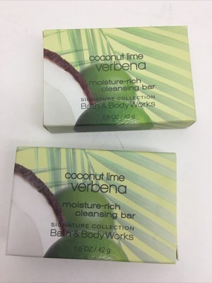 2 Bath & Body Works Coconut Lime Verbena Cleansing Soap Bar Travel Size 1.5 oz 