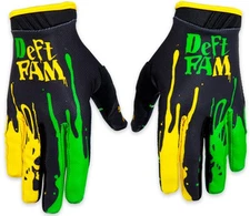 Deft Family Gloves Motocross MX Artisan Dipped Green Yellow Black bmx mtb