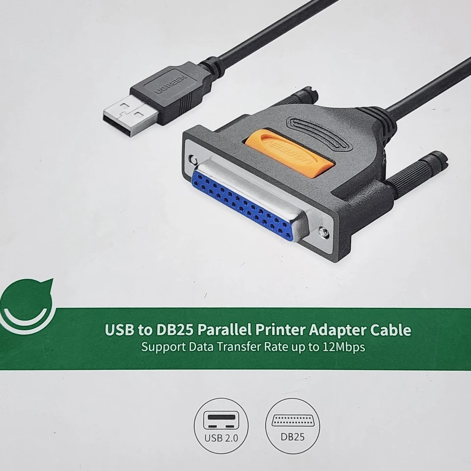 UGREEN USB to DB25 Parallel Printer Adapter Cable  6ft - Image 3 of 4