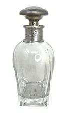 Pottery Barn Glass Decanter Pewter Top 70 CL Inscription "SCK" On Bottle