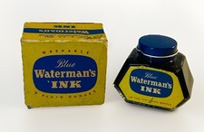 Waterman’s Blue Water Ink 1940s Original Box Unused 2oz Bottle Made In USA