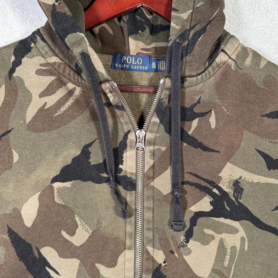 Polo Ralph Lauren Sudadera con Capucha Para Hombre XL Camuflada Cremallera Completa Forrada de Vellón Foto 2 de 4