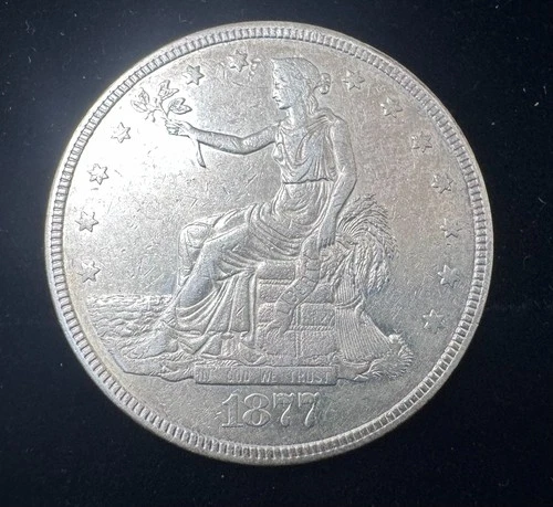 🔥 1877 U.S. Silver Trade Dollar — 420 Grains, .900 Fine