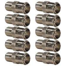 10x F-Type Male to Female Quick-Push-On Adapter Coaxial Cable Connector Nickel