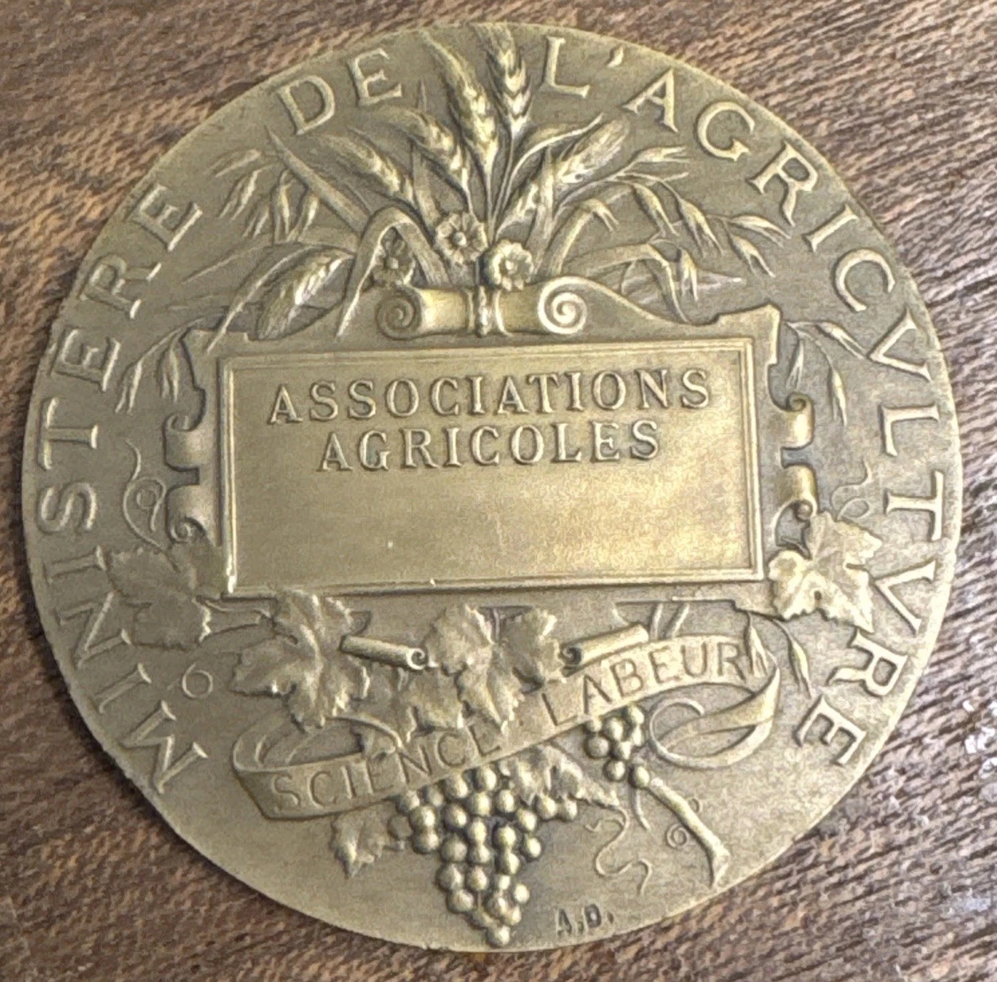 Médaille RF Ministère De L’Agriculture Associations Agricoles Science Labeur