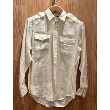 Vintage 1990s Polo Ralph Lauren Linen Shirt Seidel Ivory Men's M/L Epaulets