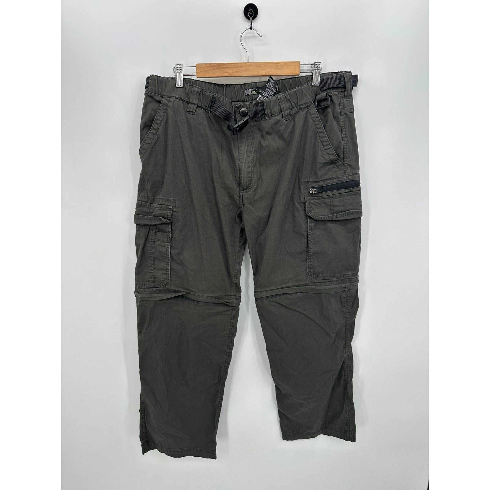 BC Clothing Gray Cargo Zip Off Pants Men Sz XXL x 30 Gorpcore Hiking Outdoors