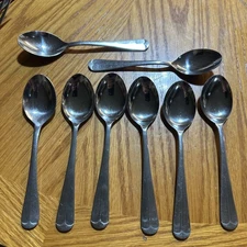 Vintage Japan Vollrath A6 Tea Spoons Stainless Steel Lot of 8 Spoons 6” Teaspoon