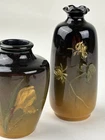 Antique Weller Vases Art Pottery Louwelsa Glazed Hand Painted Pansy One Broken