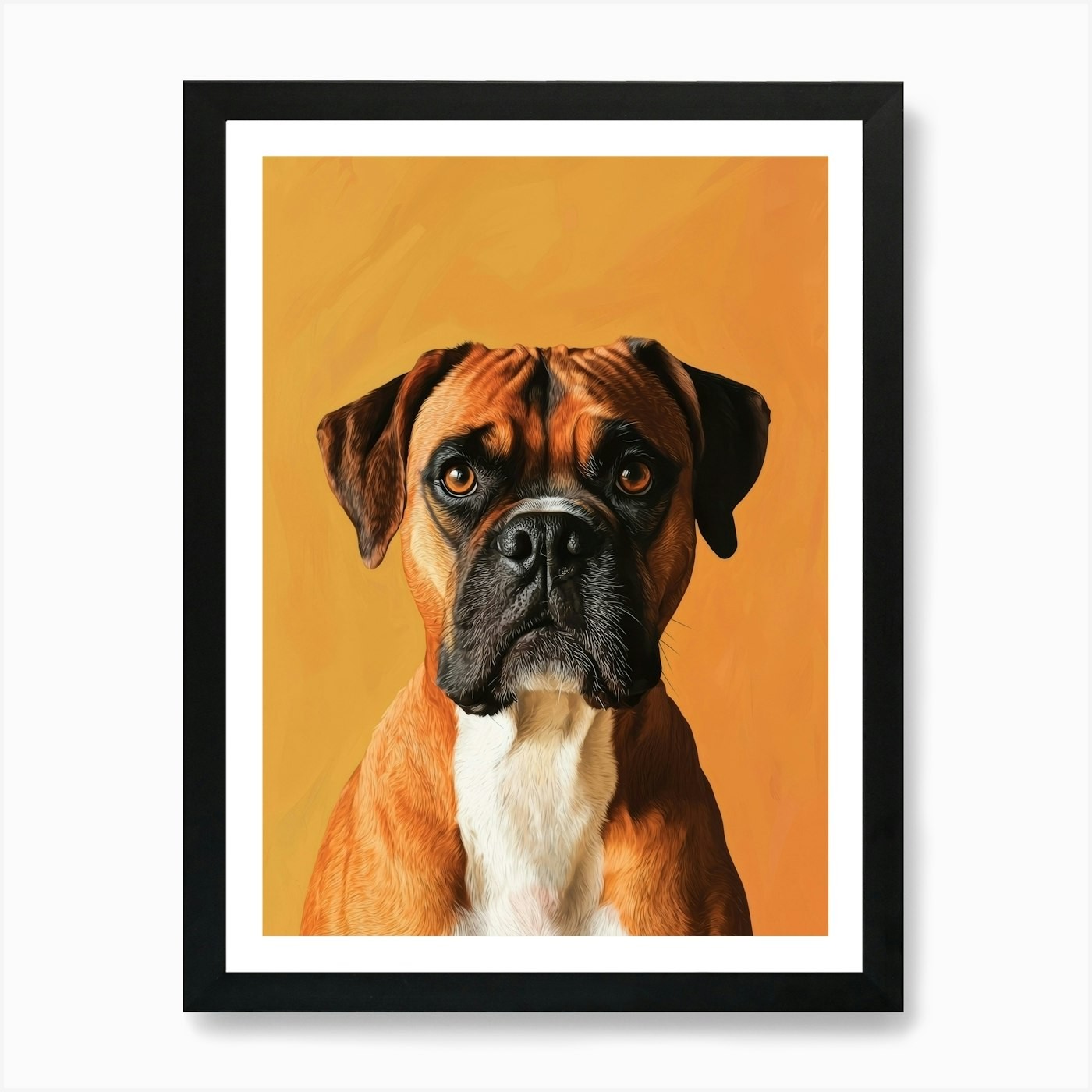 Boxer Dog Portrait.Generated AI. Wa Framed Wall Art Poster Canvas Print Picture