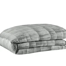 Hudson Park Brushed Texture Stripe KING Duvet Cover GRAY