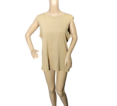 Nili Lotan Shirt Womens Large Blonde Beige Muscle Tee Supima Cotton Made USA