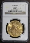 1928 (MS67) St. Gauden's Gold Double Eagle $20 NGC - Superb Gem Saint