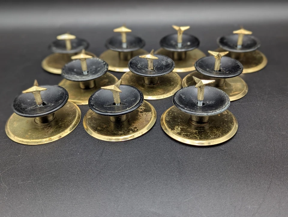 VTG MID CENTURY LOT of 10 Brass Tone Black STARBURST DRAWER KNOB CABINET PULL - Image 2 of 4