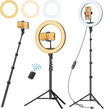 Tripod Stand, 12" Ring Light with 63" extendable, Selfie Ring Light with Phone