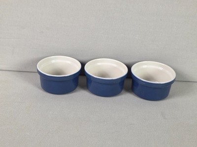 Emile Henry 3 Förmchen Souffle blau (26a)
