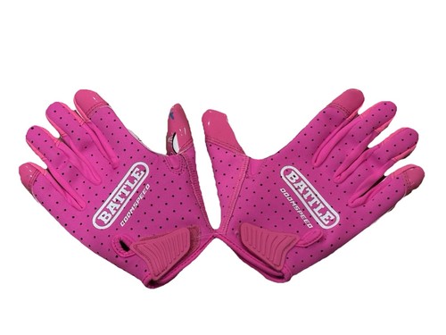 Battle DoomSpeed Football Gloves Youth Large Pink Monopoly Grip Receiver Gloves - 第 3/6 張圖片