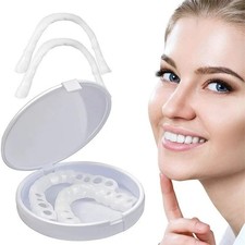 Snap On Upper Bottom Set False Teeth Dental Veneers Denture Tooth Cover Silicone