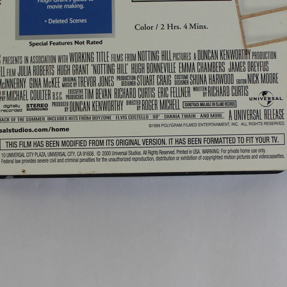 Notting Hill Special Edition VHS Tape Julia Roberts Hugh Grant - Good Condition - Image 3 of 4