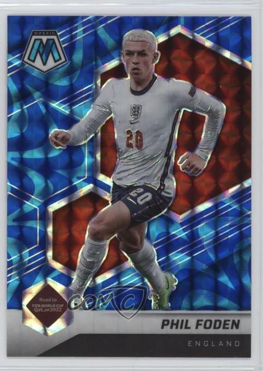 2021 Panini Mosaic FIFA Road to World Cup Reactive Blue Prizm Phil Foden #39 d3b