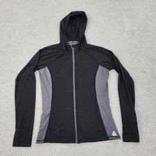 Reebok Hoodie Jacket Womens Medium Black Gray Full Zip Performance