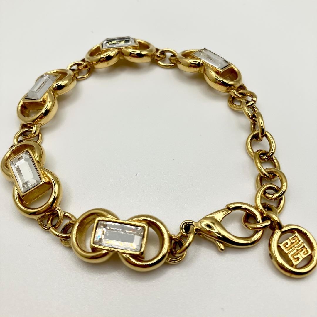 GIVENCHY Vintage Bracelet Gold Stone Jewelry Accessory Japan Style UK