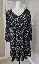 size 4XL - SHEIN CURVE - lightweight black floral pattern dress - worn