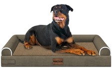 Orthopedic XL Dog Bed Bolster Memory Foam Waterproof Removable Cover Brown
