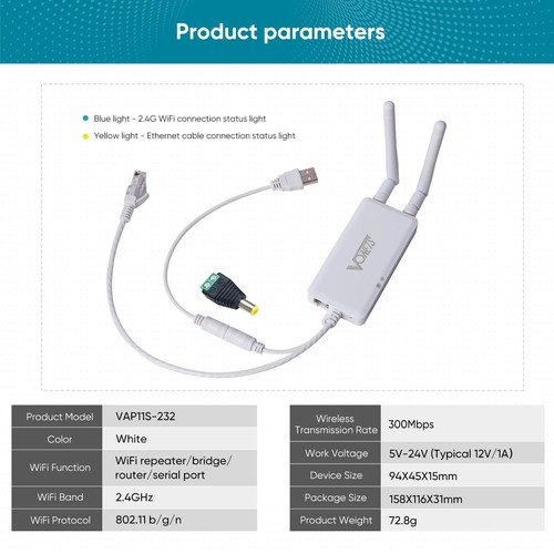 VAP11S-232 300Mbps WiFi to Ethernet Adapter 2.4G WiFi Bridge/Repeater/Mini Ro... - 第 7/9 張圖片