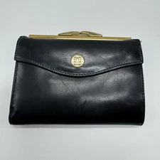 Vintage Bosca Leather Envelope Wallet Clutch Lady Bosca Full Grain Leather Black