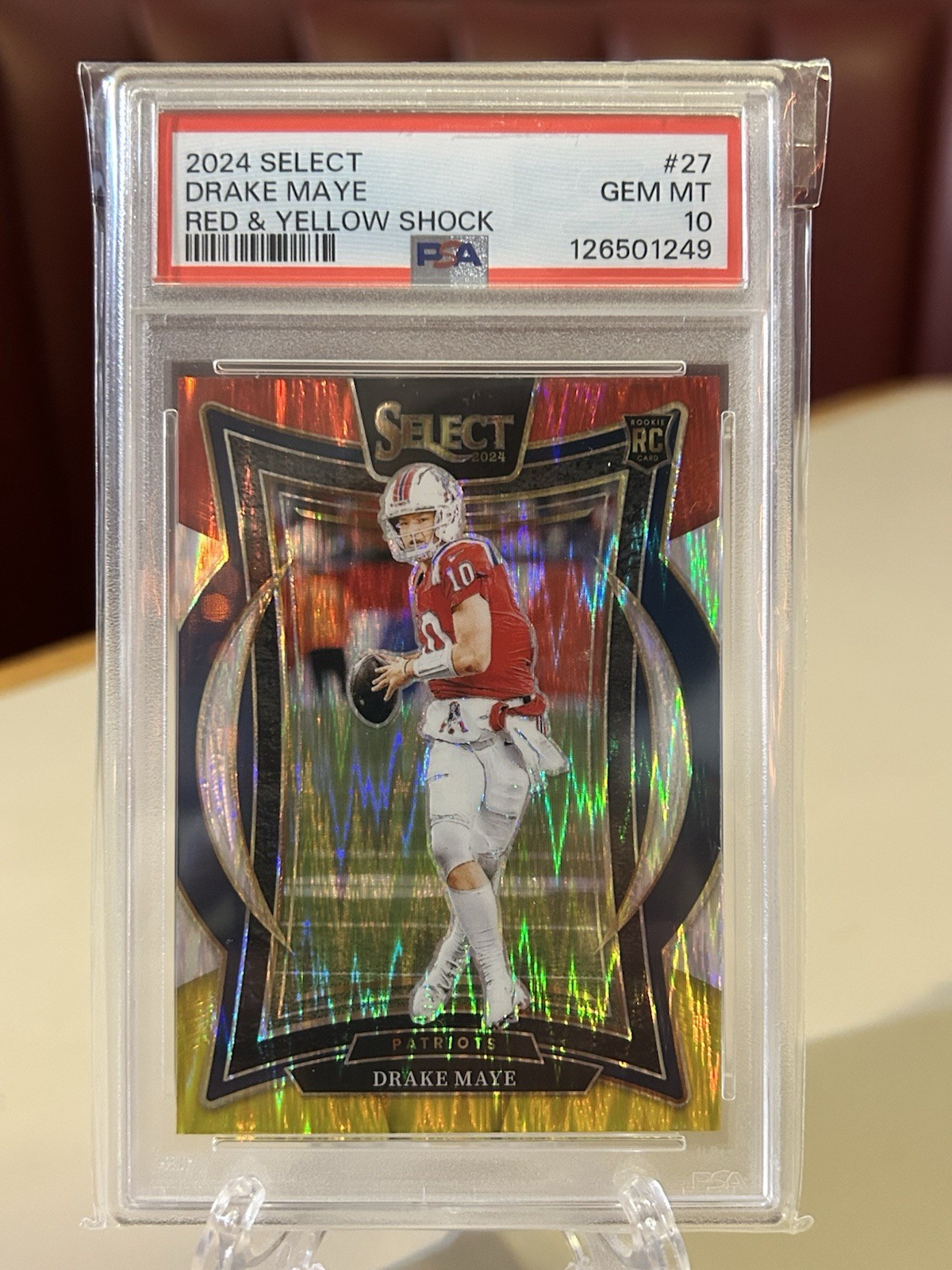 2024 Panini Select Drake Maye RC Rookie #27 Red & Yellow Shock PSA 10 🔥 Pop 12