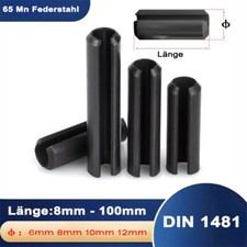 Ø 6mm 8mm 10mm 12mm Schlitz Spannstifte Spannhülsen Schwarz Verzinkt DIN1481