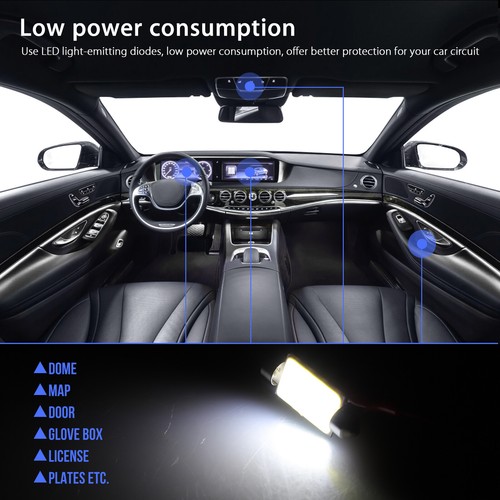 Purchase 10x Blue COB LED Dome Map Interior Lights Bulbs 42mm 1.72" Festoon 211-2 578 In - Foto 7