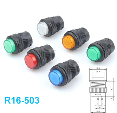 16mm Round Push Button Momentary Latching Switch R16-503 Red Green Blue Yellow
