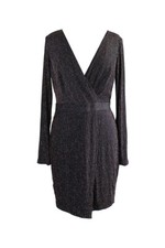 Guess Black Silver Metallic Stripe Faux Wrap Dress 4