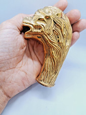 Solid Walking Stick Head Handle Only Cane Topper Lion Shape Gold Brass Handle