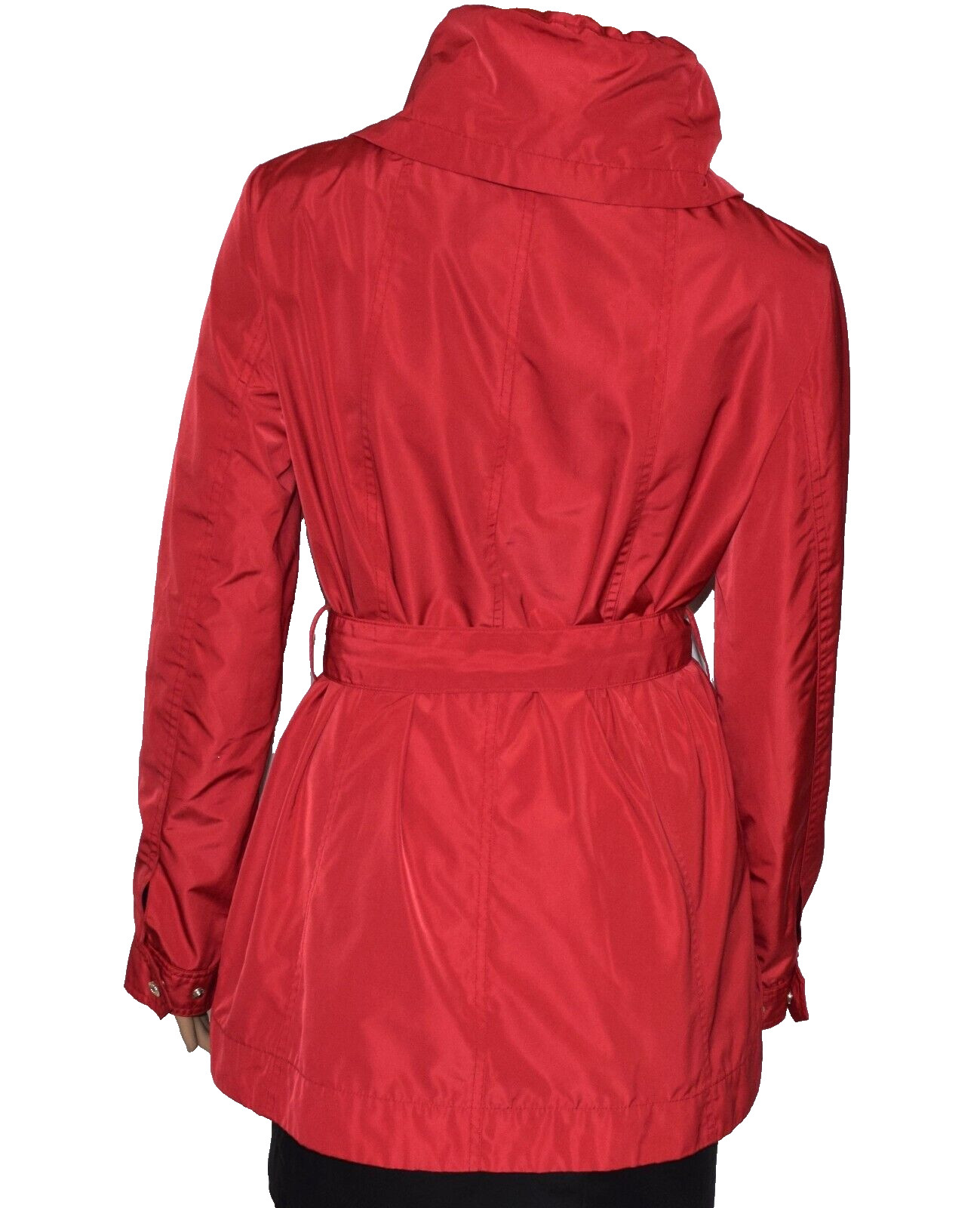 GEOX Respira Breathing System Red Full Zip Collared Lined Belted Jacket Size 6 image 5