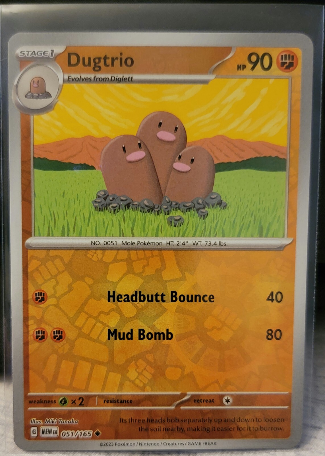 Pokemon TCG Card Dugtrio 051/165 Scarlet & Violet 151 Reverse Holo NM