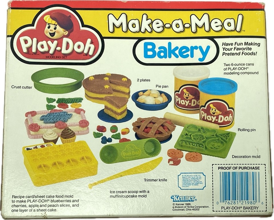 Kenner PlayDoh Make A Meal Bakery Cake Plates Lot Toy Set 1988 NEW SEALED!! eBay