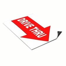 Car Magnet Set of 2 Right Arrow Image with Drive thru Industrial Sign