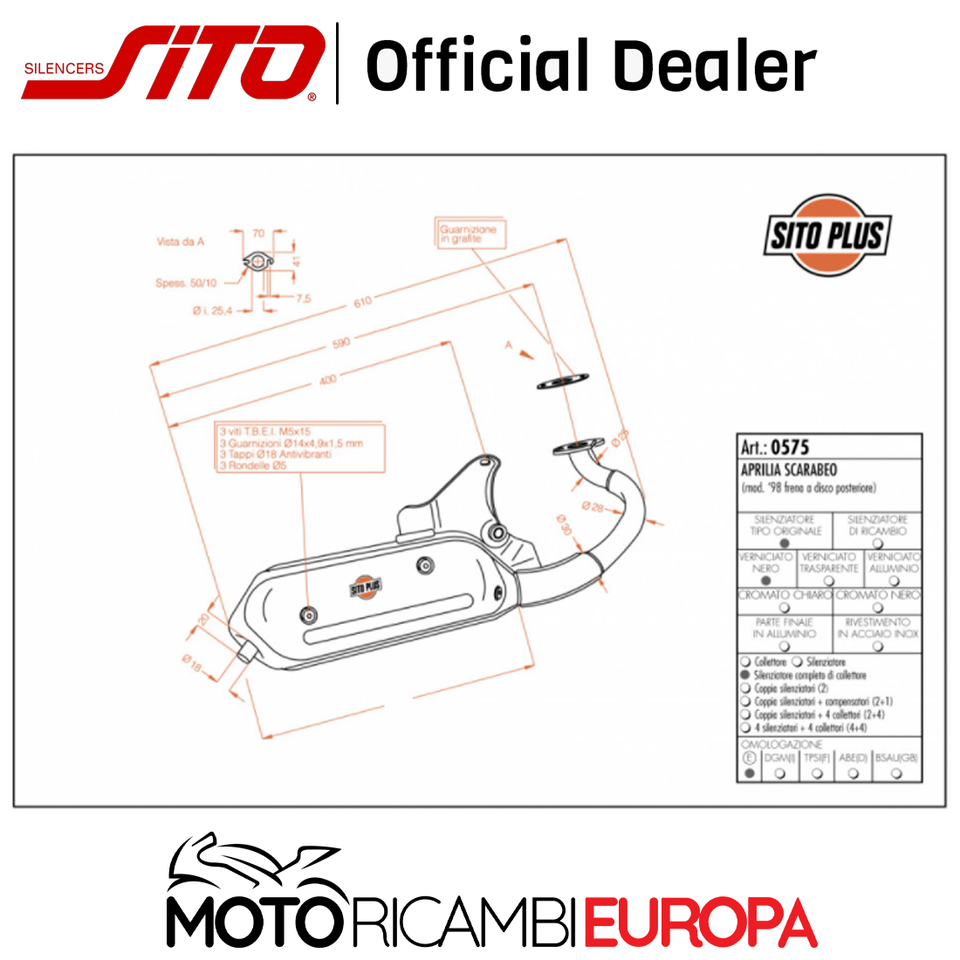 MARMITTA SCARICO LEOVINCE Sito Plus Sitoplus Aprilia Scarabeo 50 2T 1998 2005 EUR 99,50 - IT