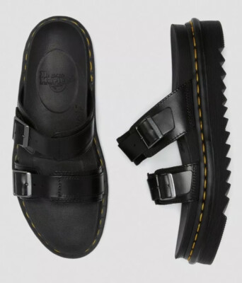 Dr. Martens Myles Black Brando Leather Buckle Slide Sandal  display picture 1