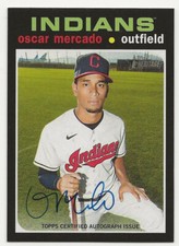 2020 Topps Heritage OSCAR MERCADO Real One Autograph Auto Indians RC #ROA-OM