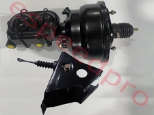 66-77 Ford Bronco 8" Dual Black Power Brake Booster Master Cylinder Bracket Kit