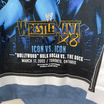 New WWE Wrestle Mania ￼X8 Rock Vs Hulk Hogan Blue Vintage Men T